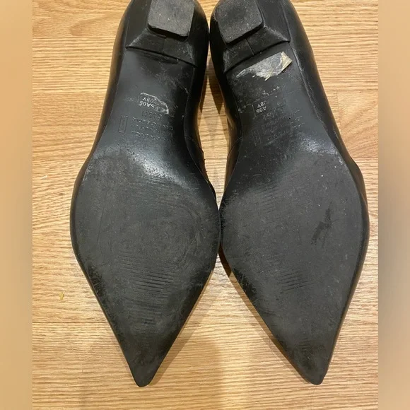 Black Leather Nine West Pointy flats size 6.5 - Picture 3 of 4